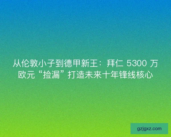 从伦敦小子到德甲新王：拜仁 5300 万欧元 “捡漏” 打造未来十年锋线核心