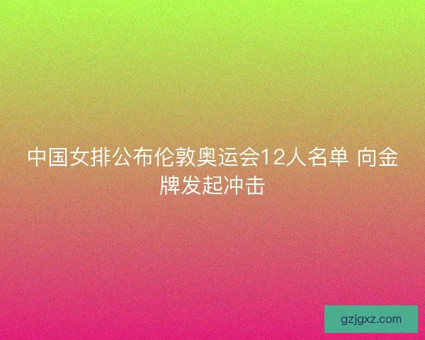 中国女排公布伦敦奥运会12人名单 向金牌发起冲击